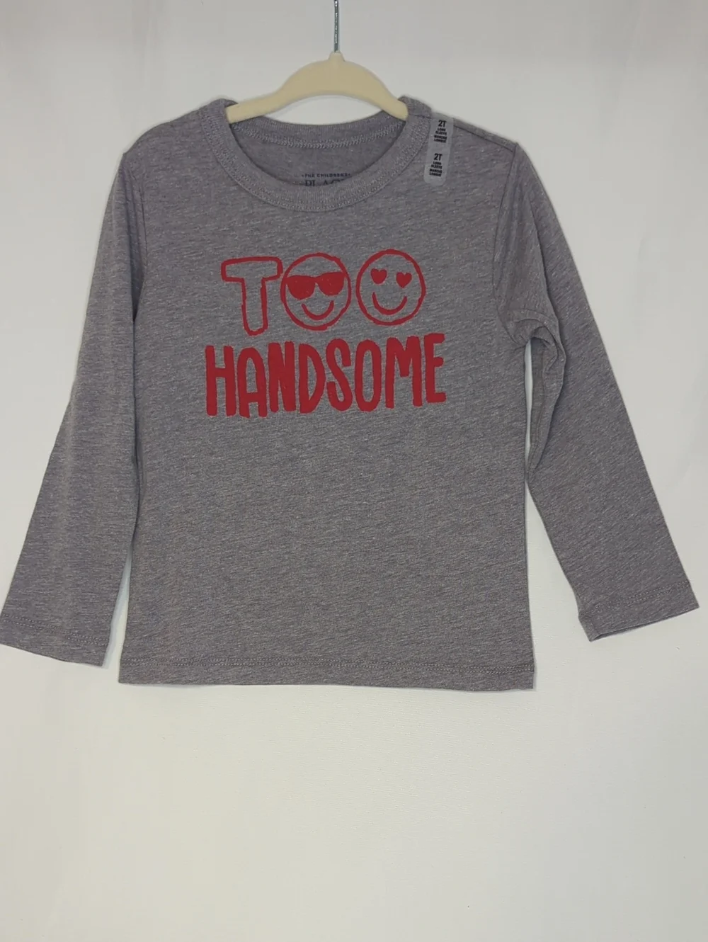 The Children's Place Gray Long-Sleeve Tee with Red 'Too Handsome' Graphic